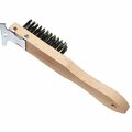 Best Look Straight Wood Handle Wire Brush with Scraper 404
